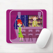 レトロアートロマンチックバーおもしろいナイトライフマンガ マウスパッド (マウス)