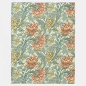 レトロアートワークフローラトレンディーパターン フリースブランケット (正面)