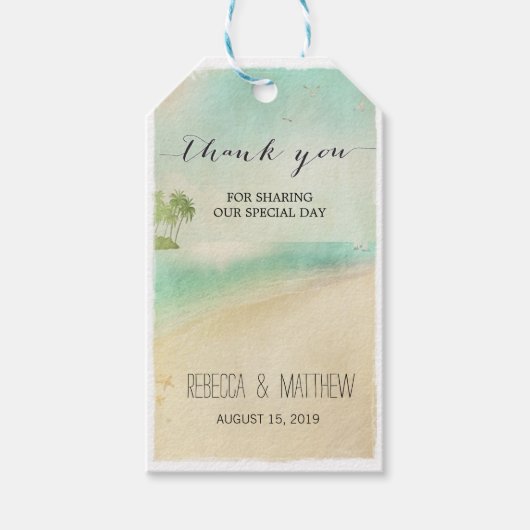 レトロアートヴィンテージ平和ビーチ結婚式ギフトTa ギフトタグ (正面)