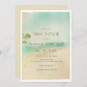 レトロアートヴィンテージ平和的ビーチブライダルシャワー 招待状 (正面/裏面)