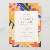 レトロアート抽象芸術植物性おもしろい結婚ズ 招待状 (正面/裏面)