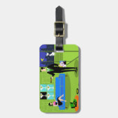 レトロアーバンカートゥーンカップルの荷物タグ ラゲッジタグ (正面縦)