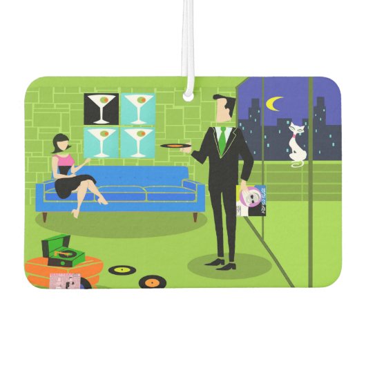 レトロアーバンカートゥーンカップル空気清浄機 カーエアーフレッシュナー (正面)