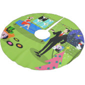 レトロアーバンクリスマスカップルのクリスマスツリースカート ブラッシュドポリエステルツリースカート (アングル)