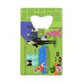 レトロアーバンクリスマスカップルカードボトルオープナー クレジットカード栓抜き (正面)