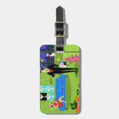 レトロアーバンクリスマスカップルラゲッジタグ ラゲッジタグ (正面縦)