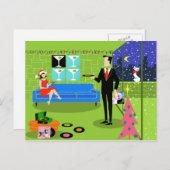 レトロアーバンクリスマスカップル葉書 シーズンポストカード (正面/裏面)