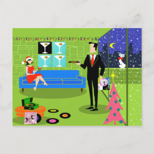 レトロアーバンクリスマスカップル葉書 シーズンポストカード