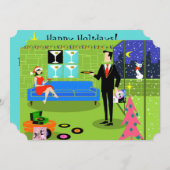 レトロアーバンクリスマスパーティー招待状 招待状 (正面/裏面)