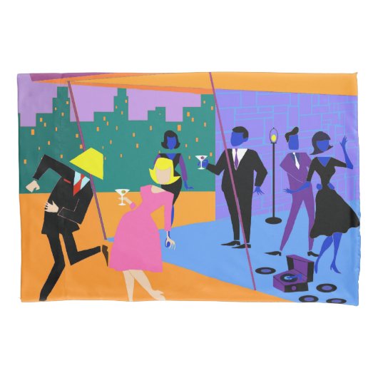 レトロアーバンルーフトップパーティーピラロケース 枕カバー (正面)