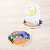 レトロアーバンルーフトップパーティー砂岩コースター コースター (側面)