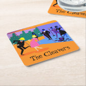 レトロアーバンルーフトップパーティー紙コースター スクエアペーパーコースター (アングル)