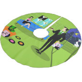 レトロアーバン漫画カップルクリスマスツリースカート ブラッシュドポリエステルツリースカート (アングル)