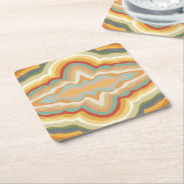 レトロアーポップ・アートのト抽象芸術幾何波形パターン スクエアペーパーコースター