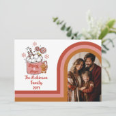 レトロアーメリーチと明るいクリスマス家族の写真 シーズンカード (スタンド正面)