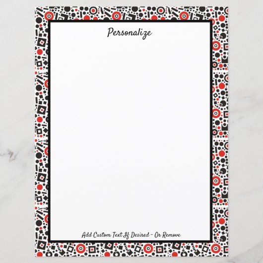 レトロアールデコの赤と黒のパターンのパーソナライズ (正面)