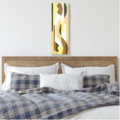 レトロアールデコジャズブラウン秋カーブパターン キャンバスプリント (インサイチュ (寝室))