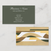 レトロアールデコジャズブラウン秋カーブパターン 名刺 (正面/裏面)