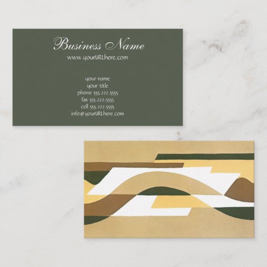 レトロアールデコジャズブラウン秋カーブパターン 名刺 (正面/裏面)
