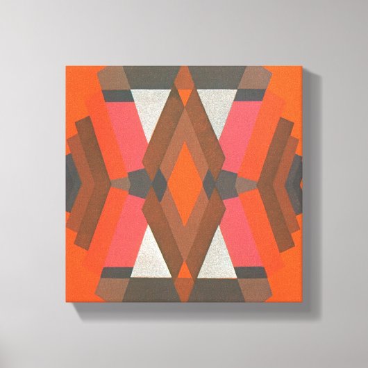 レトロアールデコジャズヴィンテージウォームダイヤモンドパターン キャンバスプリント (正面)