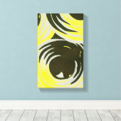 レトロアールデコジャズヴィンテージサークル旋回パターン キャンバスプリント (インサイチュ (ウッドフロア))