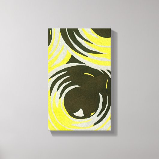 レトロアールデコジャズヴィンテージサークル旋回パターン キャンバスプリント (正面)