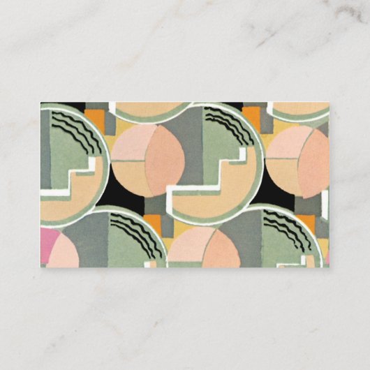 レトロアールデコジャズヴィンテージティール（緑がかった色）サークル 名刺 (裏面)