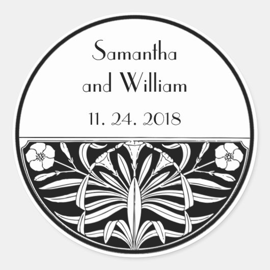 レトロアールデコステンドグラスフローラ結婚式の引き出物 ラウンドシール (正面)