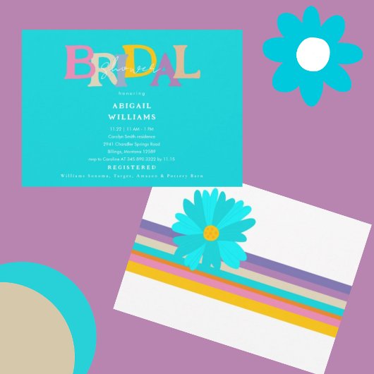 レトロアールデコターコイズブライダルシャワー 招待状