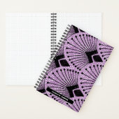 レトロアールデコパープル白黒孔雀パターン ノートブック (内側)