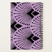 レトロアールデコパープル白黒孔雀パターン ノートブック (裏面)