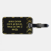 レトロアールデコブラック/金ゴールドシェルスケールパターン ラゲッジタグ (裏面横)