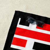 レトロアールデコレッドブラック抽象デザイン ビーチタオル (インサイチュ)