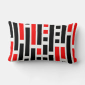 レトロアールデコレッドブラック抽象デザイン ランバークッション (裏面)