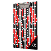 レトロアールデコレッドブラック抽象芸術パターンモノグラム クリップボード (左)