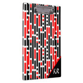 レトロアールデコレッドブラック抽象芸術パターンモノグラム クリップボード (右)