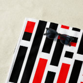 レトロアールデコレッドブラック抽象芸術パターンモノグラム ビーチタオル (インサイチュ)