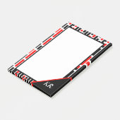 レトロアールデコレッドブラック抽象芸術パターンモノグラム ポストイット (アングル)