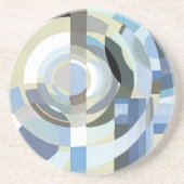 レトロアールデコヴィンテージブルーサークル コースター (正面)
