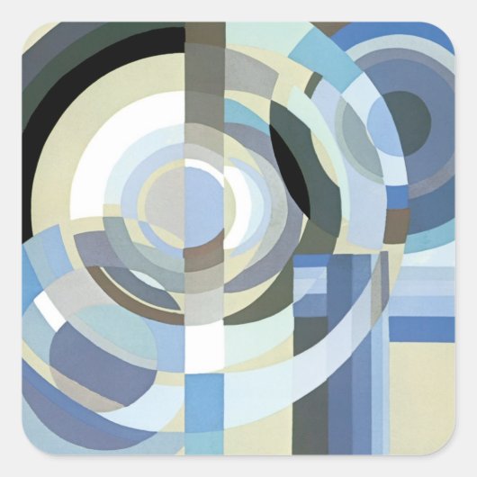 レトロアールデコヴィンテージブルーサークル スクエアシール (正面)