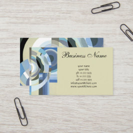 レトロアールデコヴィンテージブルーサークル 名刺