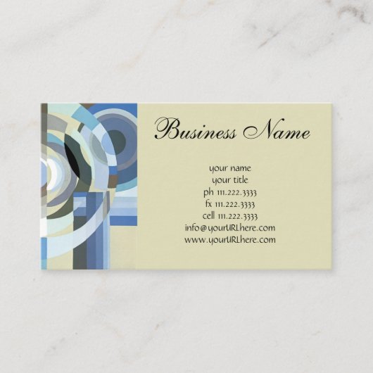 レトロアールデコヴィンテージブルーサークル 名刺 (正面)