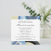 レトロアールデコヴィンテージブルーボーイベビーシャワー 招待状 (スタンド正面)