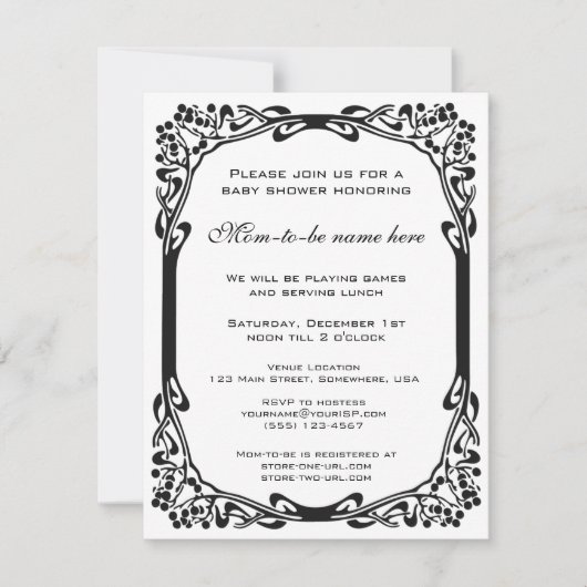 レトロアールデコヴィンテージブルーボーイベビーシャワー 招待状 (正面)