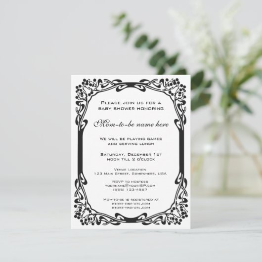 レトロアールデコヴィンテージブルーボーイベビーシャワー 招待状 (スタンド正面)