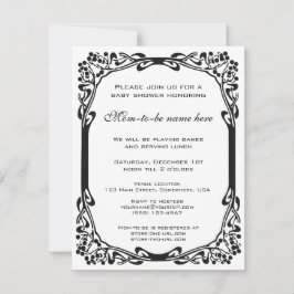 レトロアールデコヴィンテージブルーボーイベビーシャワー 招待状