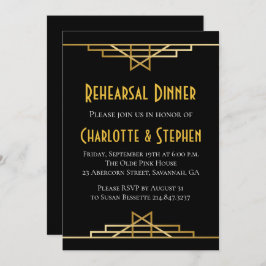 レトロアールデコ素晴らしギャツビー金ゴールド&ブラック結婚ズ 招待状