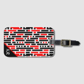 レトロアールデコ赤黒抽象芸術図 ラゲッジタグ (正面横)