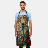 レトロアールヌーボードラゴンフライボホシック エプロン (着用した状態)