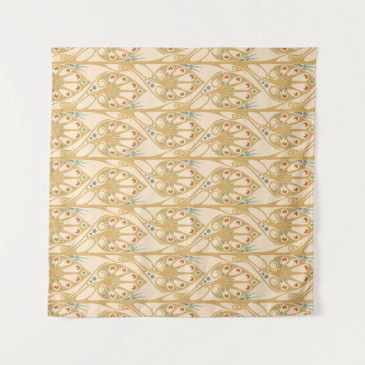 レトロアールヌーボー、抽象芸術ジオメトリック線。 タペストリー (正面(横))